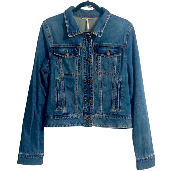 Free People Blue Jean Jacket Size L